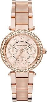 Michael Kors Parker Watch for Women, Quartz Chronograph Movement with Stainless Steel or PVC Strap