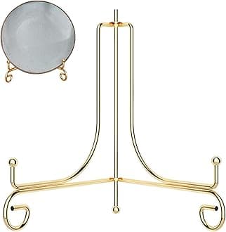 Plate Stands for Display, Plate Holder Display Stand, Picture Frame Stand Metal Frame Holder Stands for Book,Small Easel,Decorative Plate,Photo and Platter,Tabletop Art Gold 4 Inch