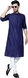 Men's Cotton Blend Solid Long Kurta Full Sleeves - Casual Ethnic Wear
