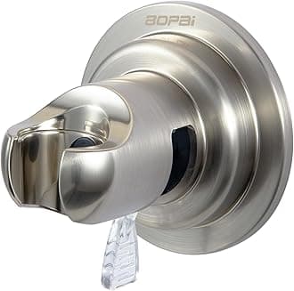 BOPai Suction Cup Shower Head Holder for Handheld Shower – No Drill, for Smooth Surfaces Only, Vertical Mount Only, Brushed Nickel