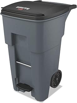 Rubbermaid Commercial 1971968 Brute Step-On Rollout Trash Can, 65 gal/246 L, 44.740" Height, 25.330" Width, Gray