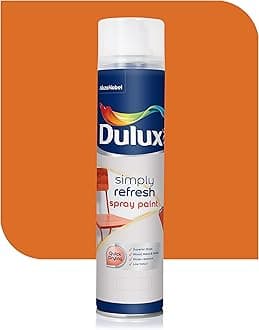 Dulux Simply Refresh Spray Paint | DIY, Quick Drying Gloss Finish for Metal, Wooden Furniture, Plastic, Walls, Cars & Bikes – 400ML (Deep_Orange)