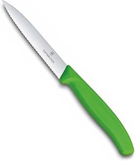 6.7736.L4 Swiss Classic Paring Knife for Cutting and Preparing Fruit and Vegetables Serrated Blade in Green 3.9 inches