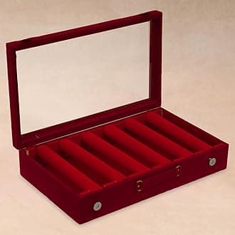 Kuber Industries Wooden Bangle Box For Woman,6 Rod Bangle Storage Box Organizer,Transaprent Lid & Handle,MAROON