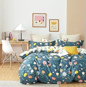 DECOMIZER Cotton Feel Glace Cotton Elastic Fitted All Around Printed Full Length Single Bed Bedsheet With 1 Pillow Cover 300 tc Fits Upto 6 Inches Mattress,Size- 42X75X8 Inches,Blue Pink Flowers