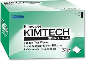 Kimberly-Clark 34155 Kimwipes 1-Ply Delicate Task Wipes, 4.4" x 8.4", Tissue (Pack of 280)