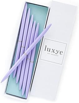 Gold Pens 6 Piece Pen Set – Luxury Ballpoint Pens in Glossy White Gift Box – Professional Thank You Gift Ideas – Gold Office Supply Gifts for Woman (Lavender/Black Ink)