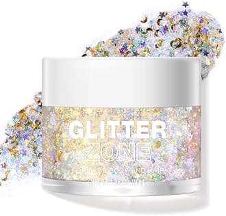 LANGMANNI Holographic Body Glitter Gel for Body, Face, Hair and Lip.Color Changing Glitter Gel Under Light. Vegan & Cruelty Free-1.35 oz (8# Golden Starlight)
