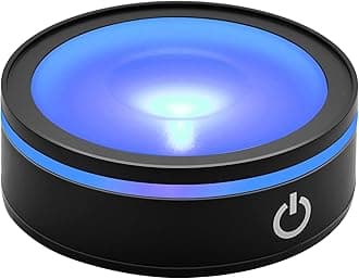 IFOLAINA LED Light Base Stand Display for Crystal Glass Ball Art Tumbler RGB Multicolor Lighting Round Black Pedestal - Concave