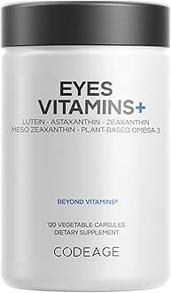 Eyes Vitamins - AREDS 2 Vitamins Formula Supplement - Astaxanthin, Lutein, Zeaxanthin, Meso-Zeaxanthin, Zinc, Phospholipids, Marigold, Eyebright - Eye Health - Vegan, Non-GMO - 120 Capsules