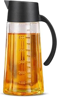 MUAC Glass Oil and Vinegar Dispenser Bottle with Automatic Opening and Closing |Free Spot Measuring Oil Dispenser Bottle for Pouring Olive Oil, Vinegar, Soya Sauce, etc. (650 ml, Multicolor)