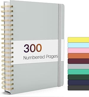 Forvencer A4 Lined Spiral Journal Notebook with 300 Numbered Pages,11" X 8.5" Thick Journals for Writing with 100GSM Paper, Hardcover Notebooks with Contents for Work, School, Grey