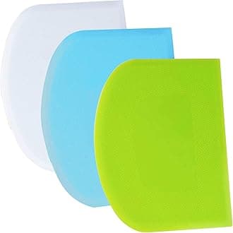SURDOCA Dough Scraper Bench Scraper - 3P 5.9x4.3 Plastic Flexible Bowl Scraper, Sharp Edge & Angles Cake Scraper. Non-Slip Bakeware Decorating Tools Sculpting & Modeling Tools - Green+Blue+White