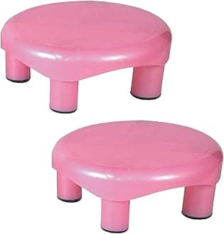 Kuber Industries Pack of 2 Bathroom Stool | Stool for Sitting | Plastic Stool for Bathroom | Anti-Slip with Strong Bearing | Patla for Toilet | Pink