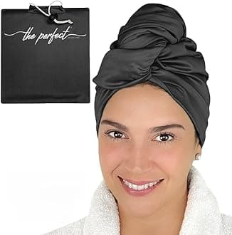 THE PERFECT HAIRCARE Microfibre Hair Towel Wrap for Women - Absorbent Quick Drying Turban for Curly and Long Hair for Girls and Kids - Anti Frizz Black