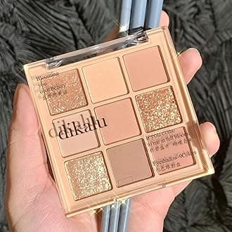 9-Color Nude Gold Eyeshadow Palette - Highly Pigmented, Matte & Shimmer Finishes, Long-Lasting Waterproof for Women (Oats Latte)