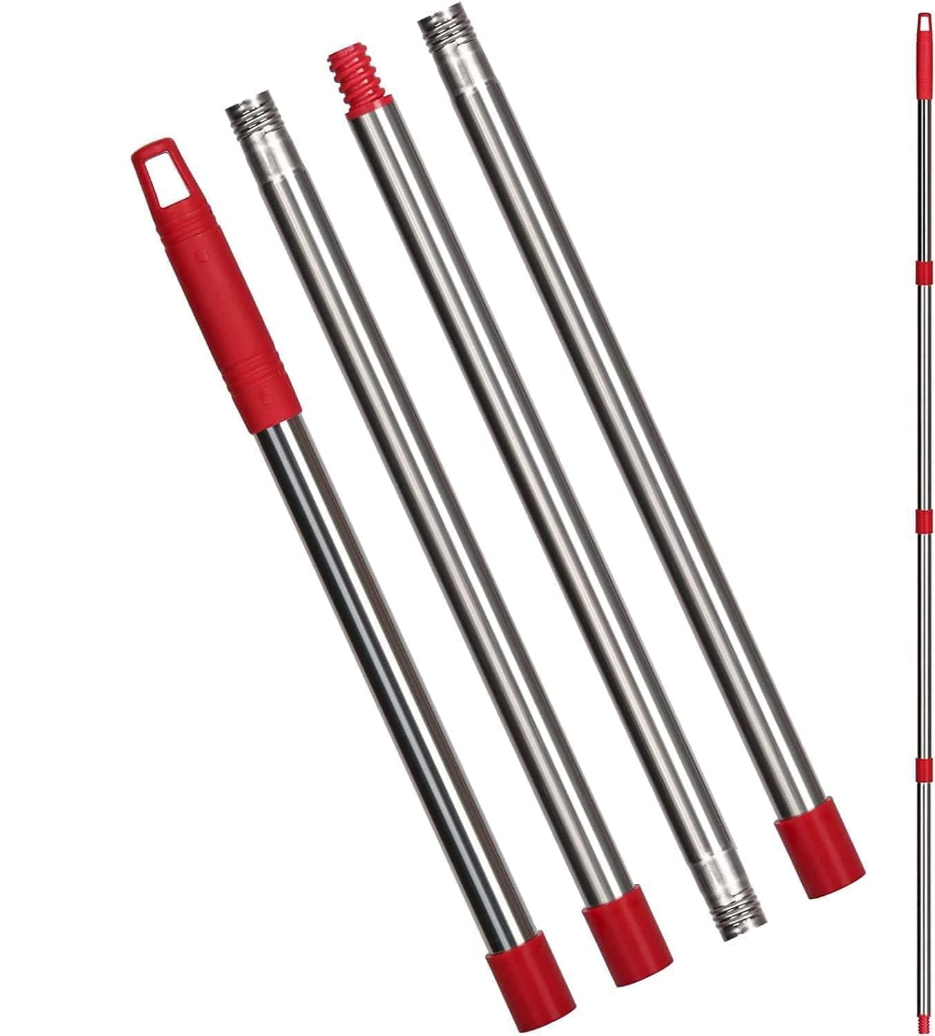 Qulable Spin Mop Replacement Handle - 4-Section 30" to 58" Mop Handle Replacement Stick Compatible with O-Ceda Spin Mop, EasyWring Mop Handle for Floor Cleaning(Mop Head&Base not Include) (Red)