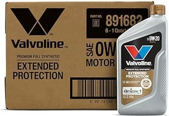 Valvoline Extended Protection Full Synthetic Motor Oil SAE 0W-20 1 QT, Case of 6