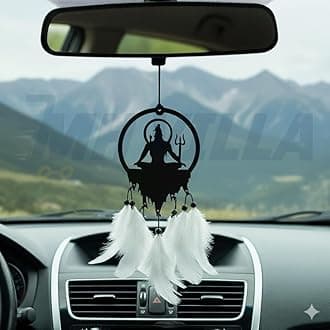 Lord Shiva Car Hanging Car Rear View Mirror Decor Ornament Accessories Good Luck Dream Catcher Positive Vibes Balcony, Gift, Car, Wind Chimes, Room (Shiva) 1 Pcs