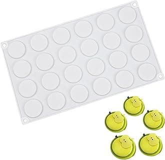 OCPO KITCHEN 3D Round Cylinder Silicone Mold for Baking Mousse Cake, Candy, Pastry, Chocolate, Cupcake, Cookie, Cake Decoration Mold, Round Shape (24-Cavity)