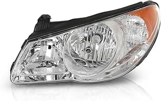 Headlight Assembly Compatible with Hyundai Elantra 2007 2008 2009 2010 Left Driver Side Clear Lens Chrome Housing Amber Reflector