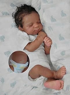 Zero Pam Black Reborn Baby Dolls Silicone Full Body, 18 in Realistic African American Baby Boy Doll, Black Reborn Doll with Accessories