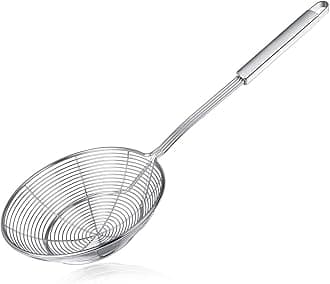 Spider Strainer Skimmer, Swify Stainless Steel Asian Strainer Ladle Frying Spoon with Handle for Kitchen Deep Fryer, Pasta, Spaghetti, Noodle, 7 Inch