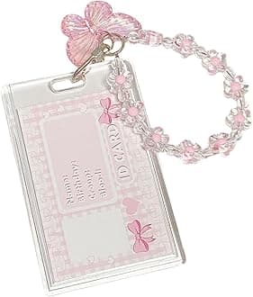 Acrylic Butterfly Kpop Photocard Holder with Keychain, Cute Clear Photo Card Holder for Album Cards, Credit or Bank Cards and ID Badges, Protective Photocard Holder for Display Daily Carry