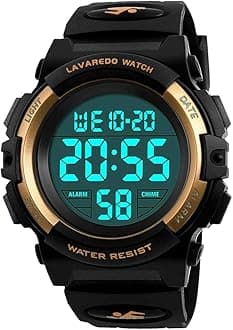A ALPS Kids Watch, Boys Watch For 3-15 Year Old Boys, Digital Sport Outdoor Multifunctional Chronograph Led 50 M Waterproof Alarm Calendar Analog Watch For Children With Silicone Black Band, Kids Gift