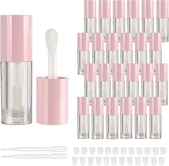 14pcs Empty 6ml big doe foot wand Chunky lip gloss tubes for DIY lipgloss,Pink round lipgloss containers tubes with thick wand (Pink)