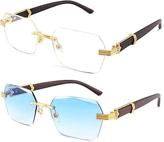 Hycredi Rimless Rectangle Sunglasses Men Women Retro Frameless Square Shade Y2k Sun Glasses Tinted Eyewear