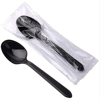 Plastic Spoons Individually Wrapped, 100pcs Heavy Duty Disposable Spoons Bulk - Ideal for Parties, Restaurants, Travel & Takeout