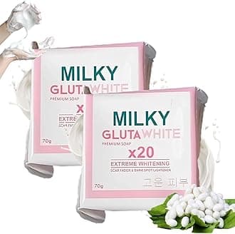 Milky Gluta 𝐖𝐡𝐢𝐭𝐞 Soap 20x, Glutamilk 𝐖𝐡𝐢𝐭𝐞𝐧𝐢𝐧𝐠 Bar Soap, For Face & Body, Deep Cleanse, Exfoliate (2PCS)