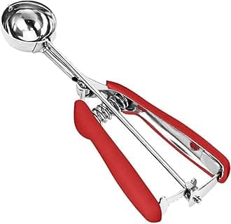Ice Cream Scoop, 18/8 Stainless Steel Cookie Scoop, Cookie Scoops for Baking, 1.5 Tbsp/ 23ml/ 0.7 oz Cookie Dough Scoop, Ice Cream Scooper with Trigger Release, Cookie Scooper for Baking(Red)