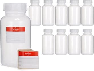Octopus 10x 500 ml LDPE Wide-Mouth Bottles with Screw Caps - Empty Chemical & Laboratory Storage Containers for Kitchen or Hobby
