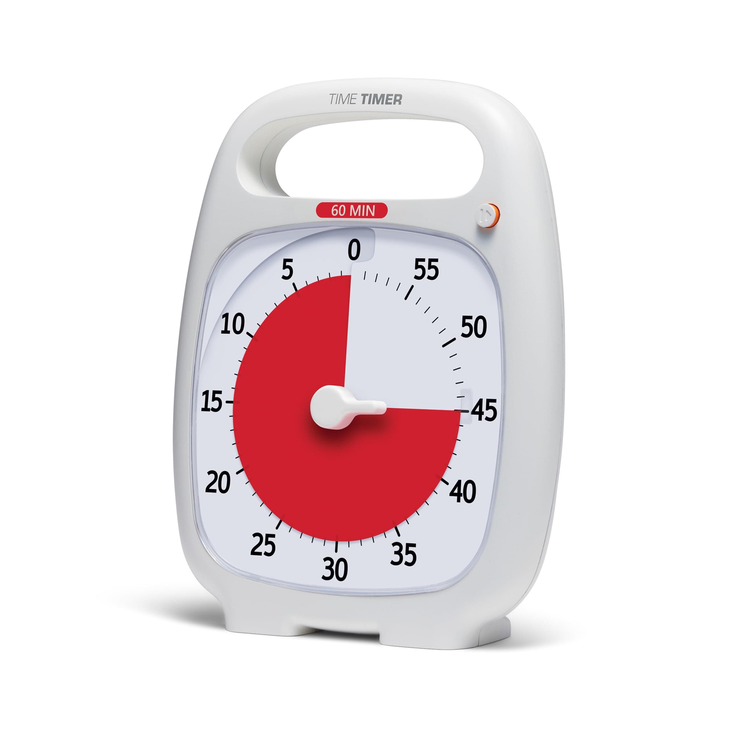 PLUS 60 Minute Desk Visual Timer — Countdown Timer with Portable Handle for Classroom, Office, Homeschooling, Study Tool with Silent Operation (White)