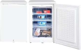Upright Freezer 125 Liter, SGUF-125-H, White, small Deep-Freezer with 4 Plastic Boxes, reversible Door with Lock & Key, 55 x 58 x 85 cm, 1 Year Warranty