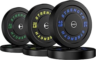 Olympic Rubber Bumper Weight Set - 2 Inch Barbell Plates for Home Gym Strength Training