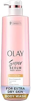 Olay Super Serum Body Wash for Extra Dry Skin, 24hr Long Lasting Hydration, 5+ Ingredient Complex for Bright Even Firm Luminous Skin, with Vitamin E, and Shea Butter 18.5 Fl Oz