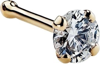 FreshTrends SI1 3mm 0.1 ct. tw Diamond 14K Yellow Gold Bone Nose Ring 20G