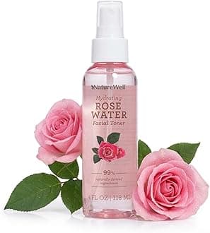 NATURE WELL Rose Water Hydrating Facial Toner Mist for Dewy & Radiant Skin, Refreshing, Conditioning, Soothing, Moisturizing, Perfect for Travel, 4 Fl Oz