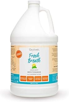 Lemon Mint Fresh Breath Mouthwash – Bad Breath Treatment – SLS & Fluoride Free – Alcohol Free, Gentle Nonburning with Xylitol & Essential Oils – Pro Size Gallon 128 oz