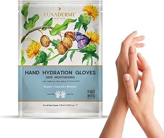 LuxaDerme Hand Hydration Gloves for Dry & Dehydrated Hands | Korean Moisturizing Hand Gloves with Shea Butter to Deeply Hydrate & Repair Rough Skin | Nourishes Nails & Cuticles | At-Home Manicure | Vegan Skincare for Men & Women (Pack of 1)