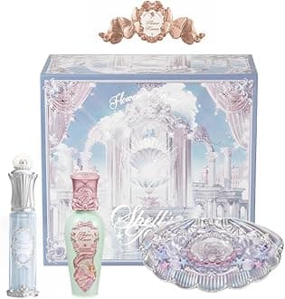 Flower KnowsSeashell Fairytales 5 Pack Makeup Gift Set,Lip Glaze*1+Lip Gloss*1+Eyeshadow*1+Hair Clip*1+Gift Box*1,Perfect Makeup Gift for Girls & Women