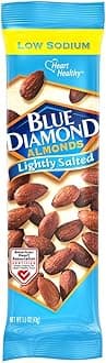 Blue Diamond Almonds, Low Sodium, Lightly Salted Flavored Snack Nuts, Single Serve Bags (1.5 Oz. Tubes, Pack of 12)