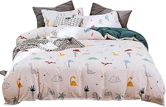 Erosebridal Dinosaur Comforter Cover Queen Size for Boys Kids Girls Home Bedroom Decor Bedding Set Teens Cute Cartoon Dinosaur Printed Bedding Collection Soft Microfiber Reversible Duvet Cover
