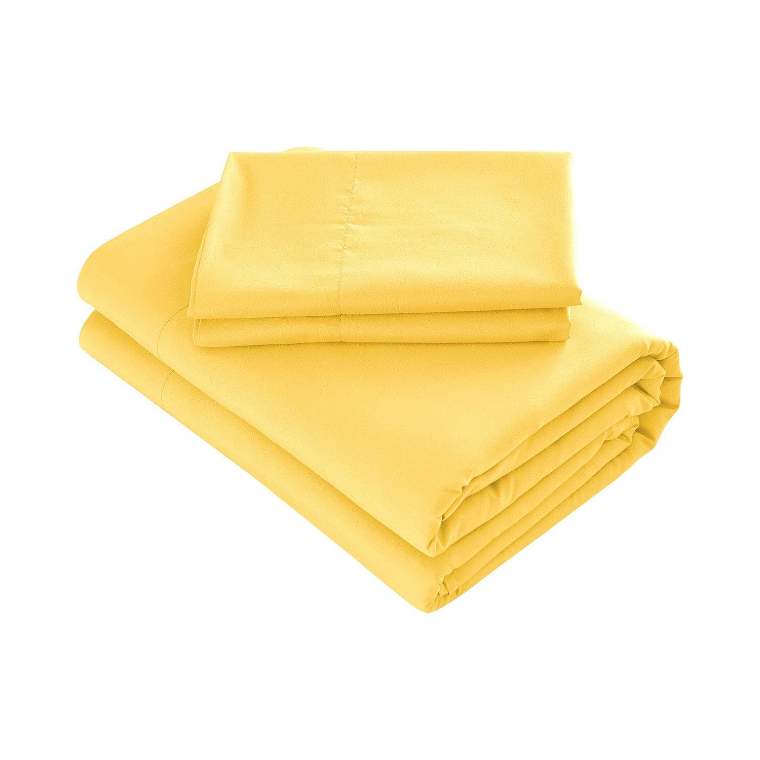 Prime Bedding Bed Sheets - 4 Piece King Size Sheets, Deep Pocket Fitted Sheet, Flat Sheet, Pillow Cases - Bright Yellow