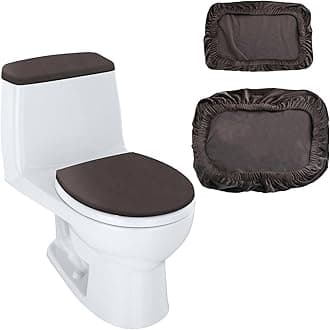 Toilet Lid Cover and Toilet Tank Lid Cover Replacement Toilet Cover with Elastic Bottom for Bathroom Decor Accessories (Brown)