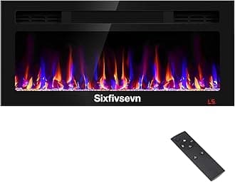 36 Inch Electric Fireplace Recessed and Wall Mounted, Fireplace Heater and Linear Fireplace, Ultra-Thin Electric Fireplace, Low Noise, with Timer, Remote Control, Adjustable 12 Flame Color, 750/1500W