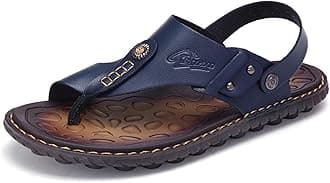 Mens Sandals Slippers Slip On Flip Flops for Men Shoes Leather Toe Ring Style Beach